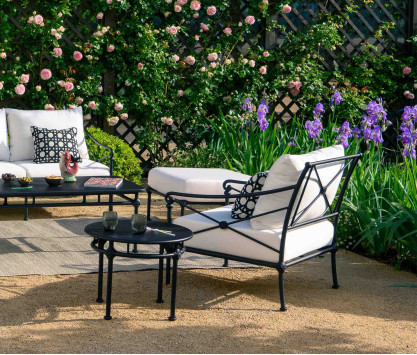 Runder Garten-Couchtisch aus Aluminium – SCHWARZ Runder Garten-Couchtisch aus Aluminium – SCHWARZ