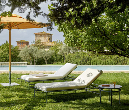 Chaiselongue für den Garten aus Aluminium – BLAU Chaiselongue für den Garten aus Aluminium – BLAU