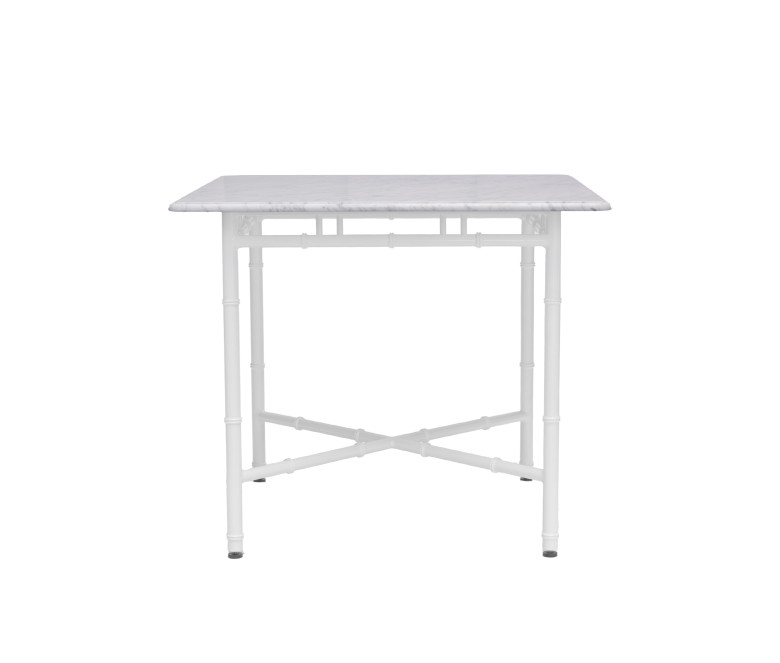 Table carrée Bamboo aluminium noir - plateau marbre gris