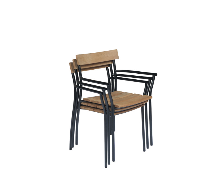 Fauteuil empilable en teck et inox - Cicala