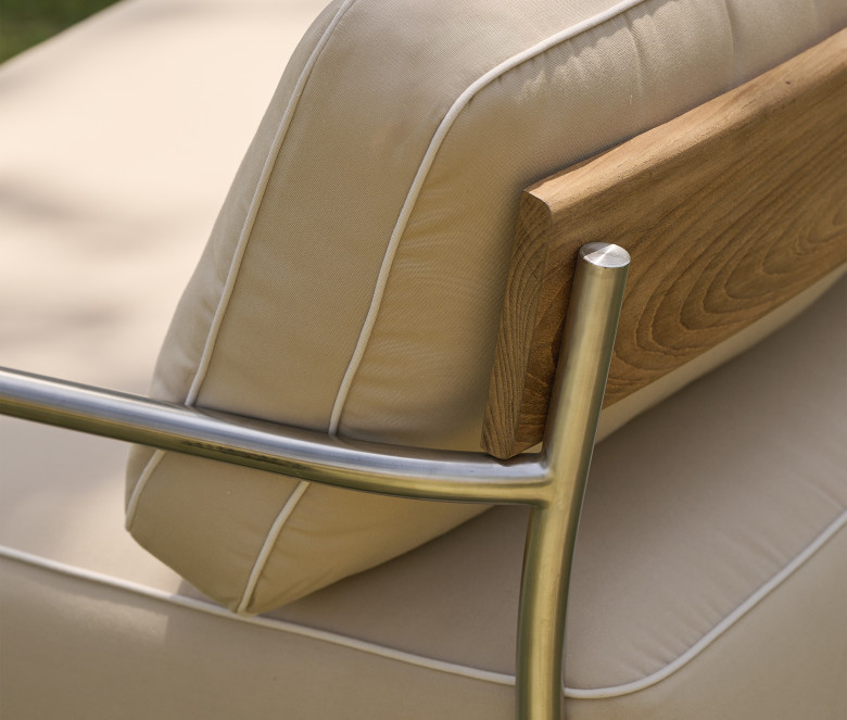 Canapé 2 places empilable en teck et inox poli 