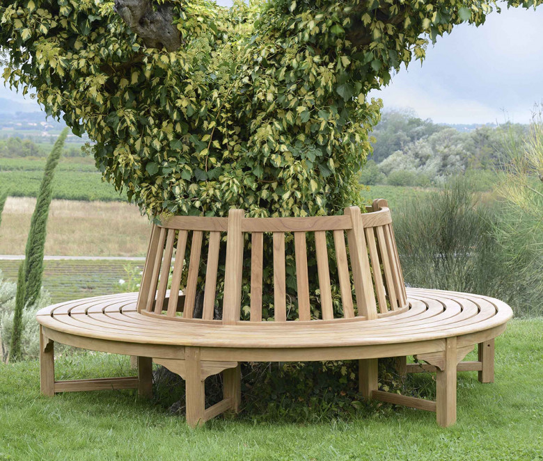 Teak semi-circular bench