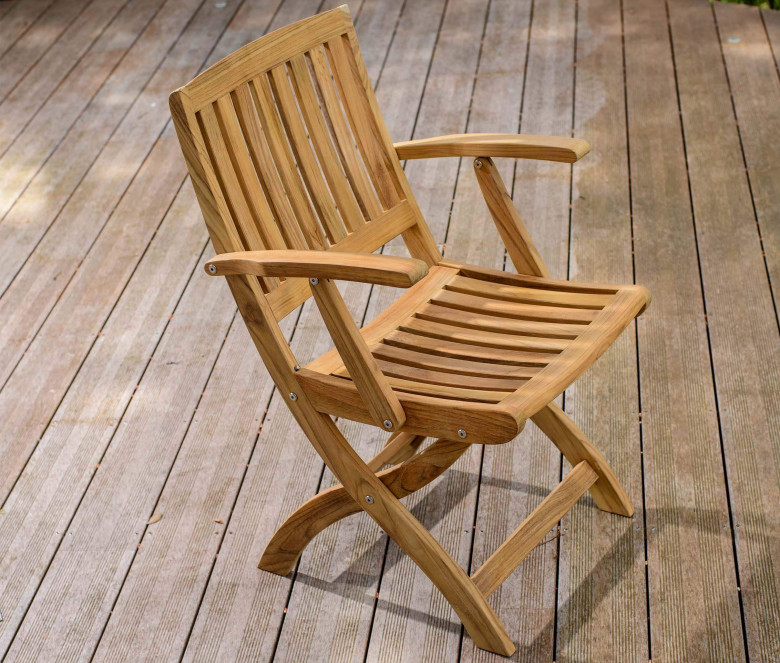 Teak folding armchair