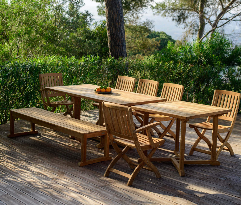 Square teak table