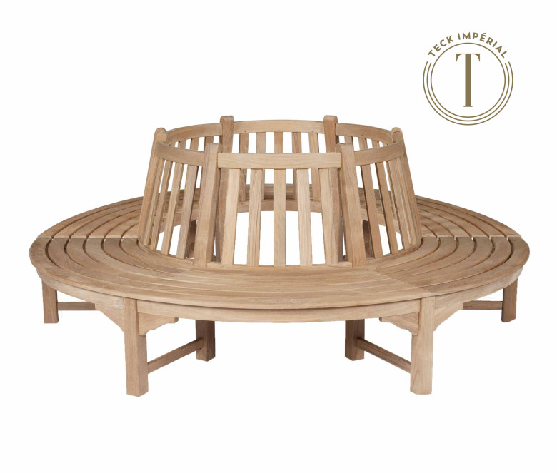 Teak semi-circular bench