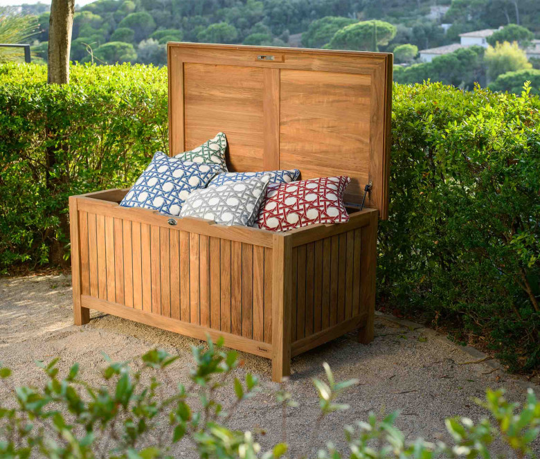 Teak cushion chest