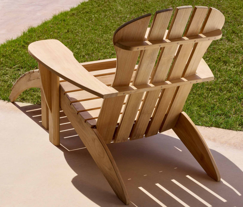 Teak armchair and footrest