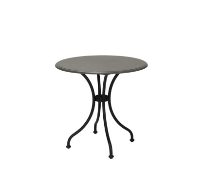 Curved Leg Bistrot Table - Grey Marble Top 1800 Black