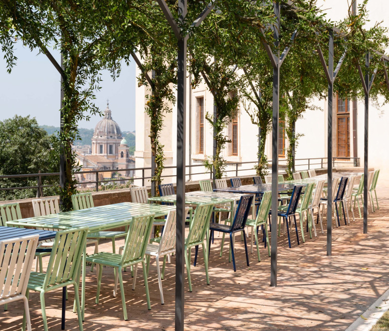 Green square stainless steel table