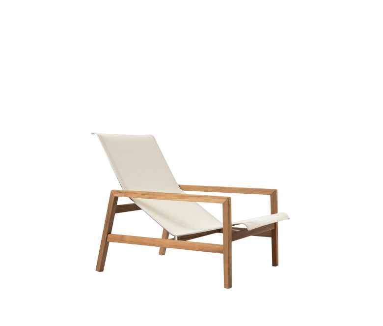 Teak lounge armchair Ecru