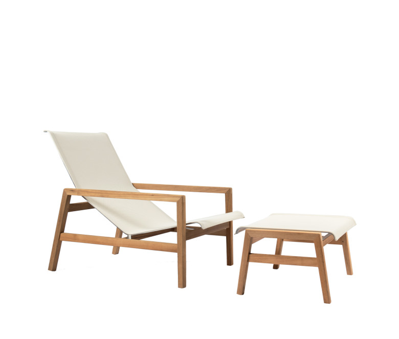 Teak lounge armchair Ecru