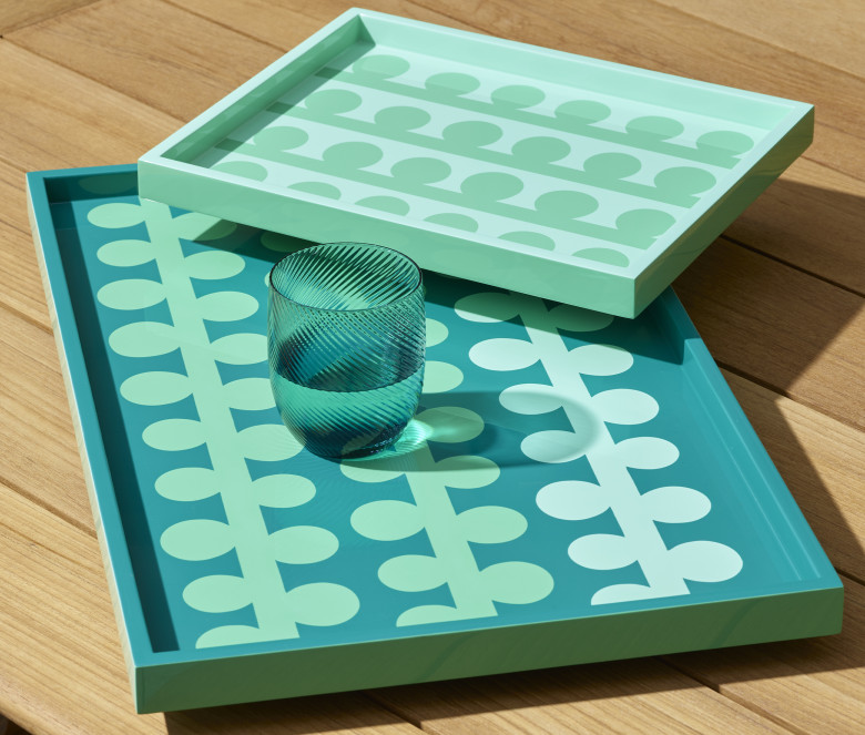 Lacquered tray small model Meadow green colour