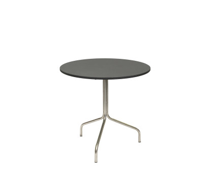 Round table in polished stainless steeland granite tabletop