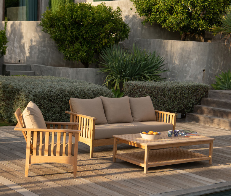 Sofa 3 seats in teak - Goa