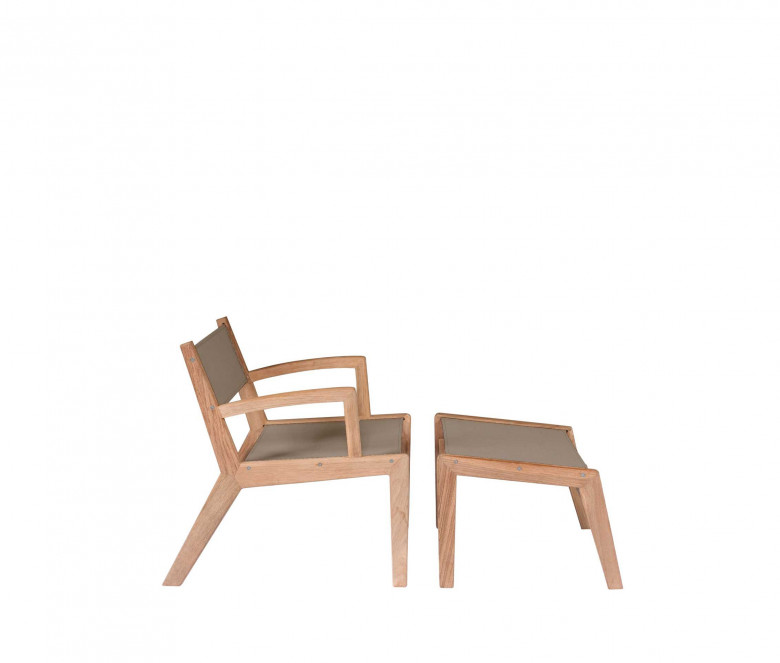 Teak low armchair Eden taupe