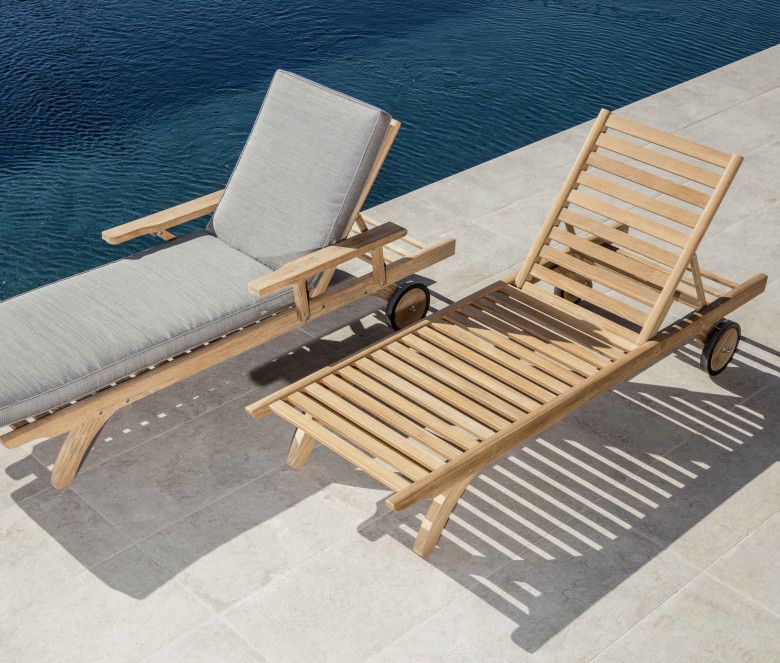 Teak sun lounger XL