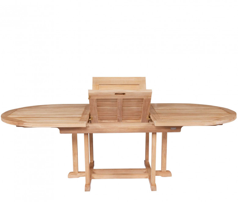 Teak extendable oval table