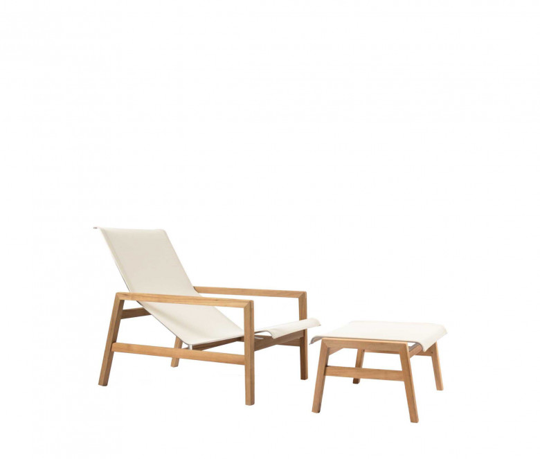 Teak lounge armchair Ecru