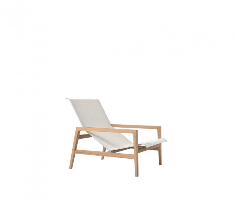 Teak lounge armchair Ecru