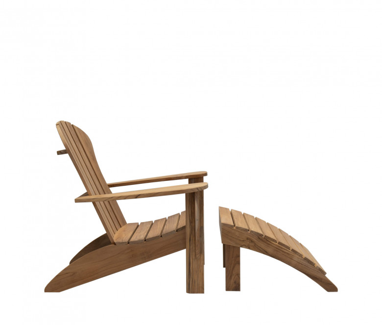 Teak armchair and footrest