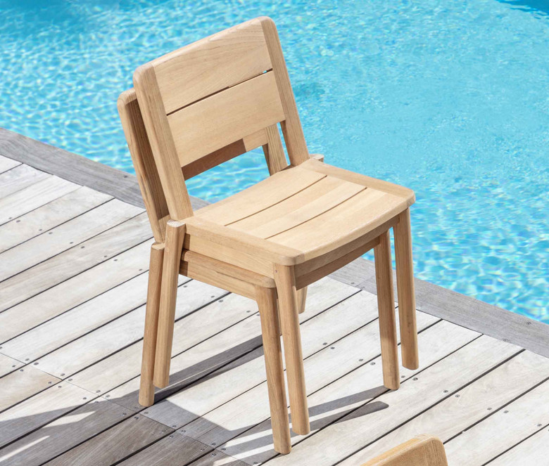 Teak stackable chair