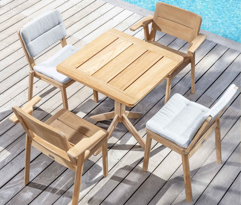 Teak stackable chair