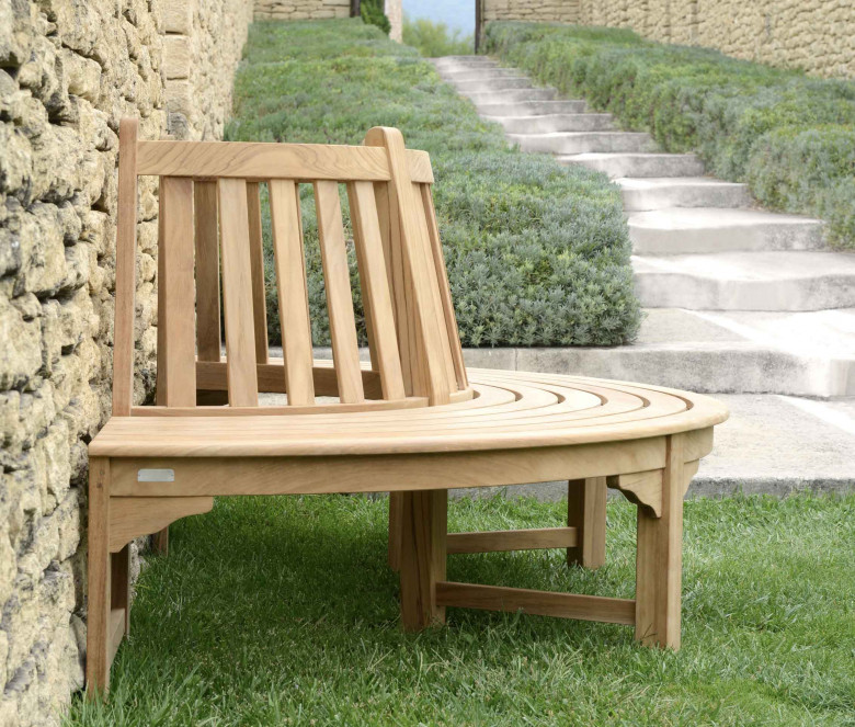 Teak semi-circular bench