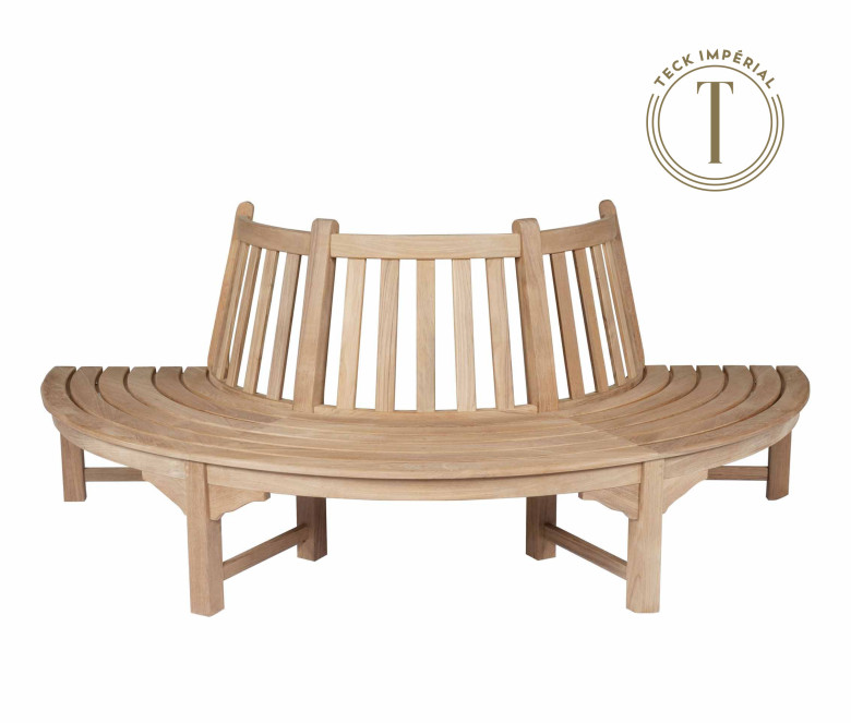 Teak semi-circular bench