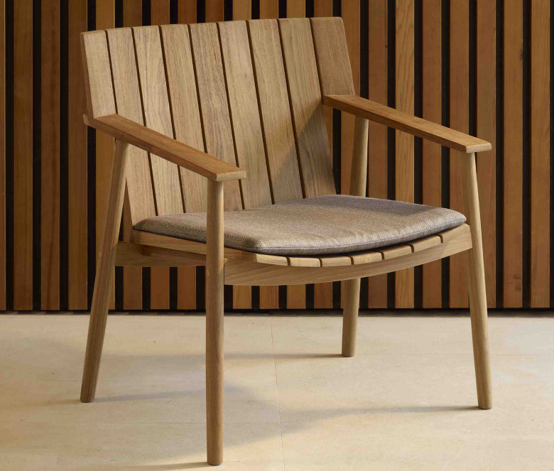 Teak low armchair