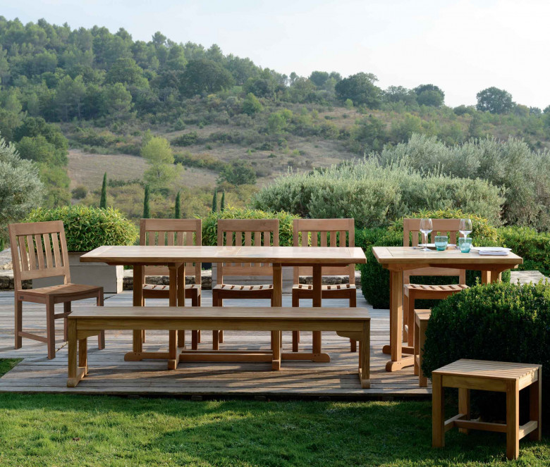 Square teak table