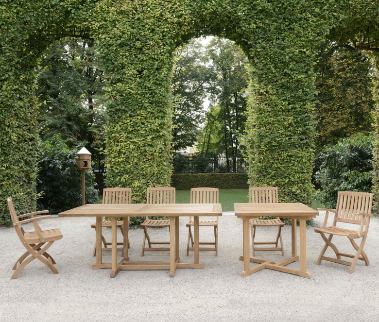 Square teak table