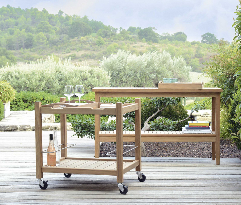 Teak drinks trolley