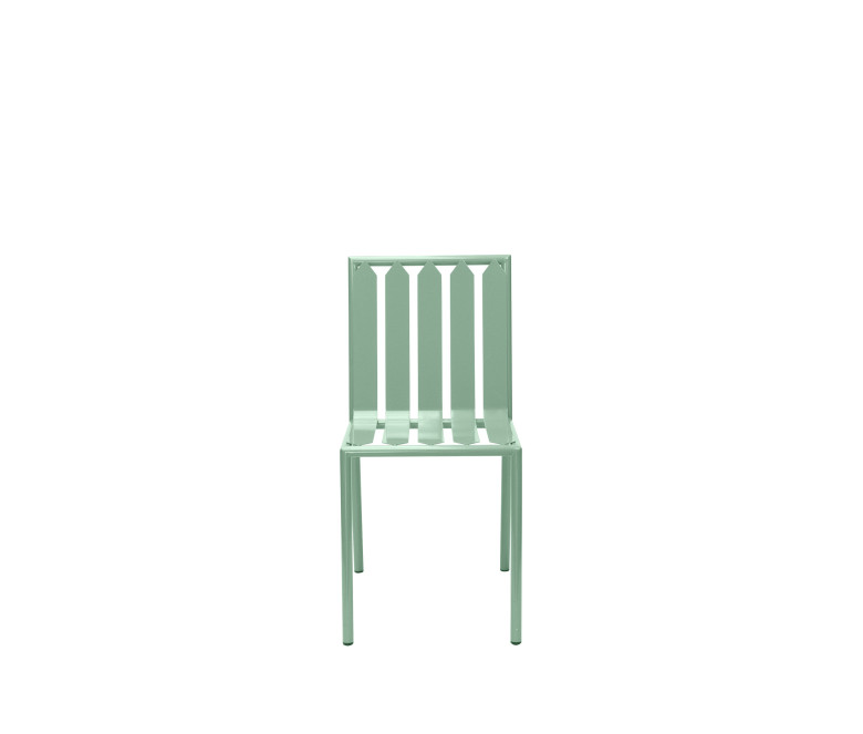 Green stackable stainless steel chair