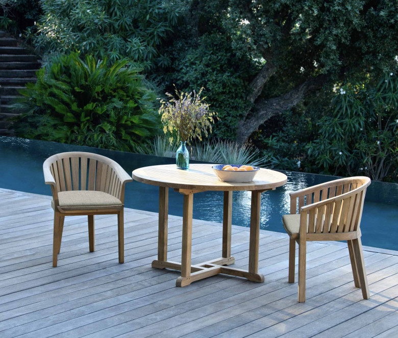 Round teak table Ø 90 cm