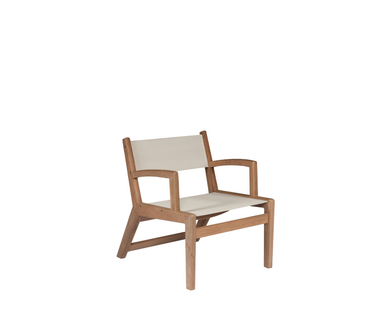 Ecru teak low armchair