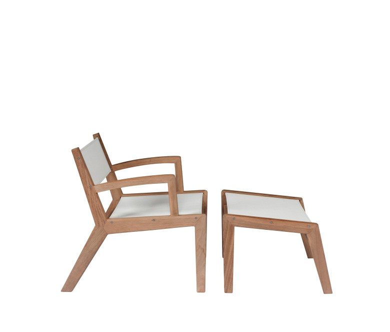 Ecru teak low armchair