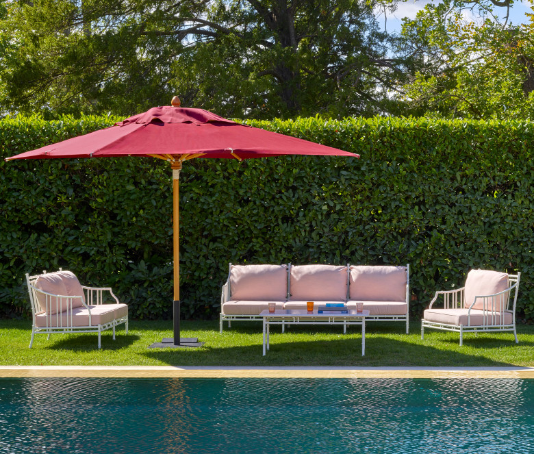 White aluminium 3-seater sofa Bamboo