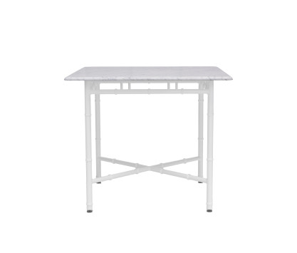 Square table – cream marble top  Bamboo