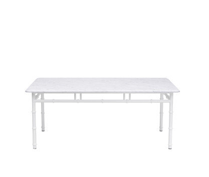 Rectangular coffee table - cream marble top  Bamboo
