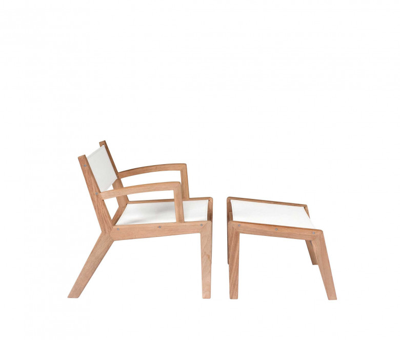 Ecru teak low armchair