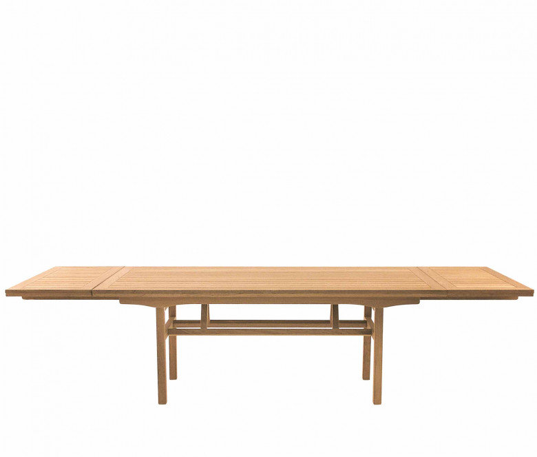 Teak folding table with extensions