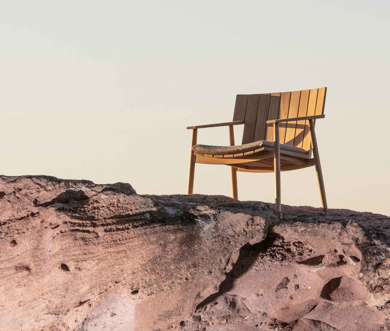 Teak low armchair