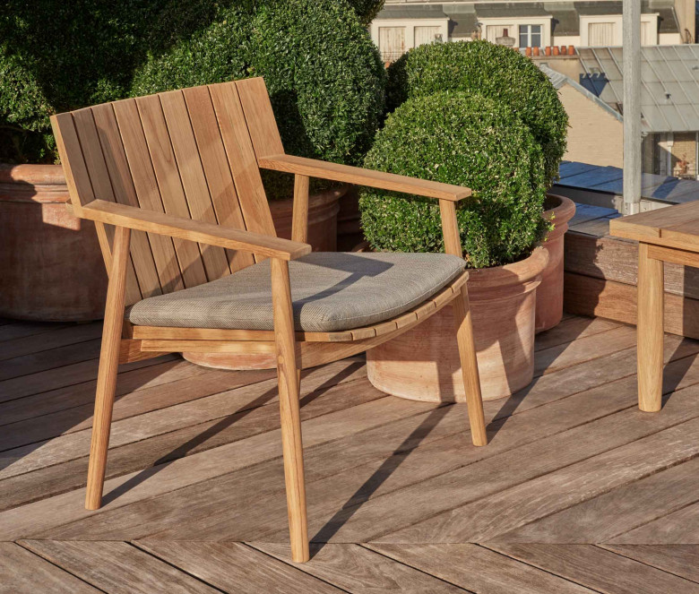 Teak low armchair