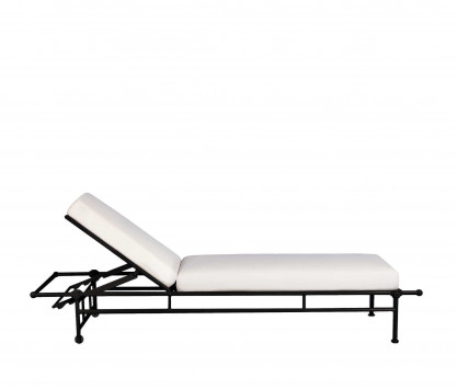 Aluminum sun lounger with mattress - BLACK