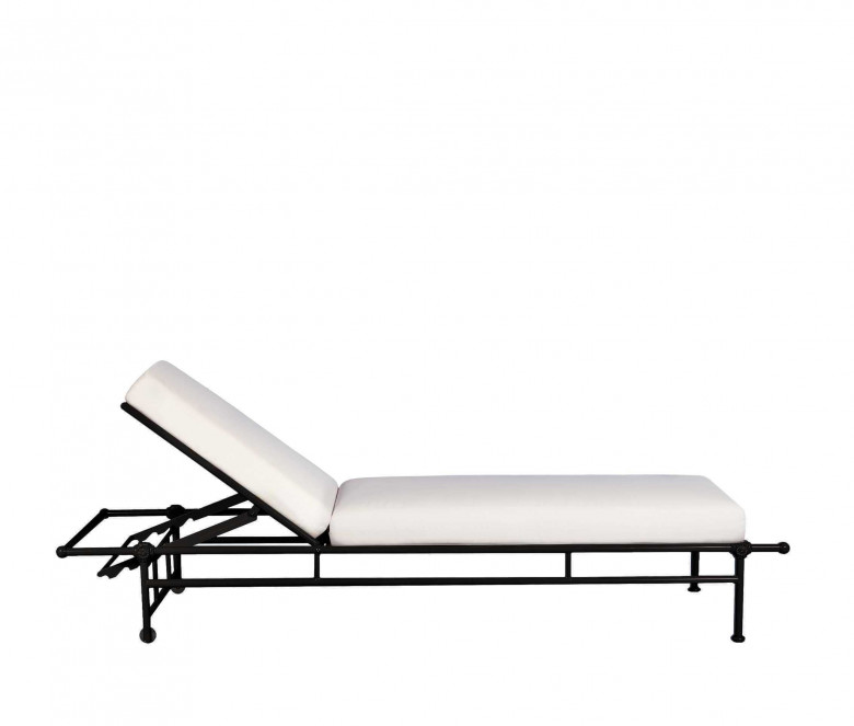 Aluminum sun lounger with mattress - BLACK