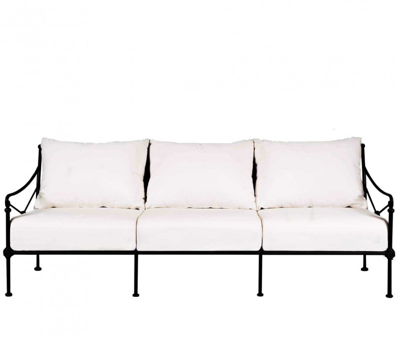 Aluminum three-seater sofa - BLACK