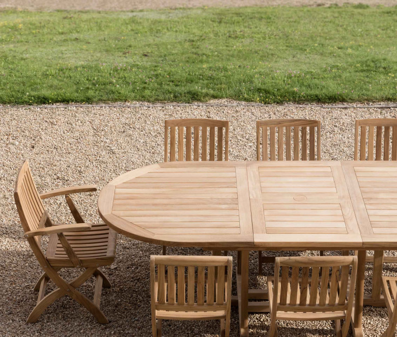 Teak folding armchair