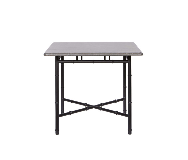 Table carrée Bamboo aluminium noir - plateau marbre gris