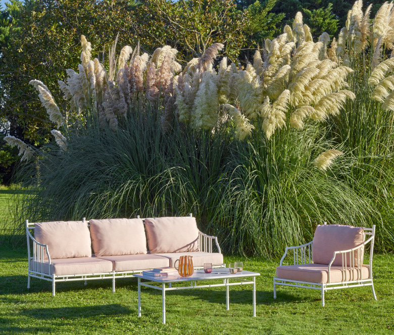 Divano a 3 posti in alluminio bianco Bamboo