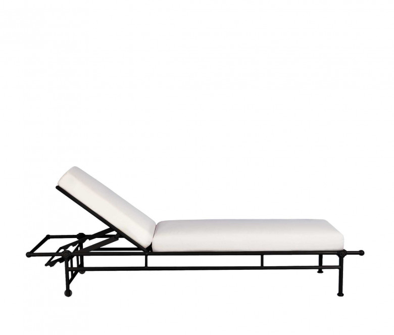 Chaise longue de aluminio con colchoneta - NEGRO